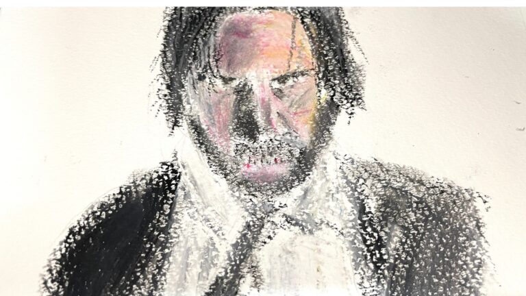 映画『ジョン・ウィック』をイメージして描いた人物画