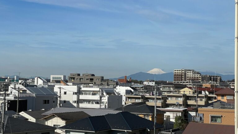 街並みの向こうに見える富士山