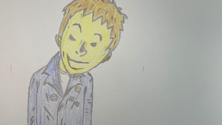 黄色で描いた人物のイラスト